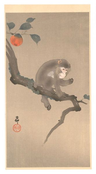 Ohara Koson(Shoson) “Monkey in Persimmon Tree”
