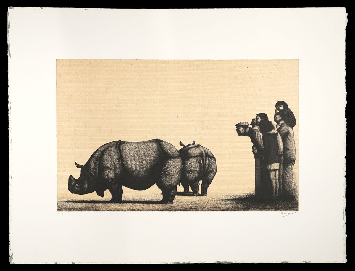 Aigasa Masayoshi “At a Zoo: People Watching Rhinoceros”