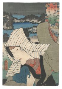 Toyokuni III / Tokaido / Nishi no kawara, between Odawara and Hakone: Tsukisayo [東海道　小田原箱根間 西の川原 月小夜]