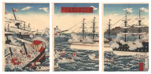朝鮮豊島近海激戦日軍艦隊大勝利の図