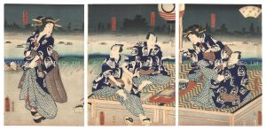 Toyokuni III / Matches for the Sumida River: Enjoying the Evening Cool [見立隅田川夕涼]