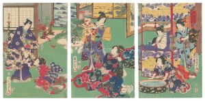 Kunisada II / The Birth of the Child: Inaka Genji at Suma [御誕生 田舎源氏須磨の図]