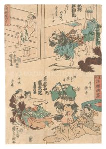 Kuniyoshi / Caricatures of Popular Plays / Vengeance at Ganryujima and Hiragana Seisuiki [道外浄瑠璃尽　敵討岸柳島・平仮名盛衰記]