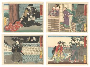 Yoshitoshi / The Storehouse of Loyal Retainers / Act 1, 4, 7 and 8 [仮名手本忠臣蔵　大序・四段目・七段目・八段目]