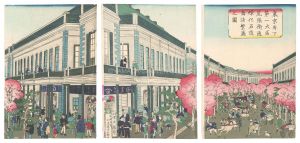 Kuniteru II / Flourishing Brick Merchant Houses along the Street of Owari-cho, the First Large District in Tokyo [東京府下第一大区尾張街通煉化石造商法繁盛之図]
