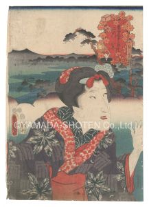Toyokuni III / Actors for the Fifty-three Stations of the Tokaido Road / Futakawa: Kofuyu [役者見立東海道五十三駅　二川 小冬]