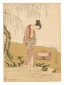 Woman Bleaching Cloth under a ......