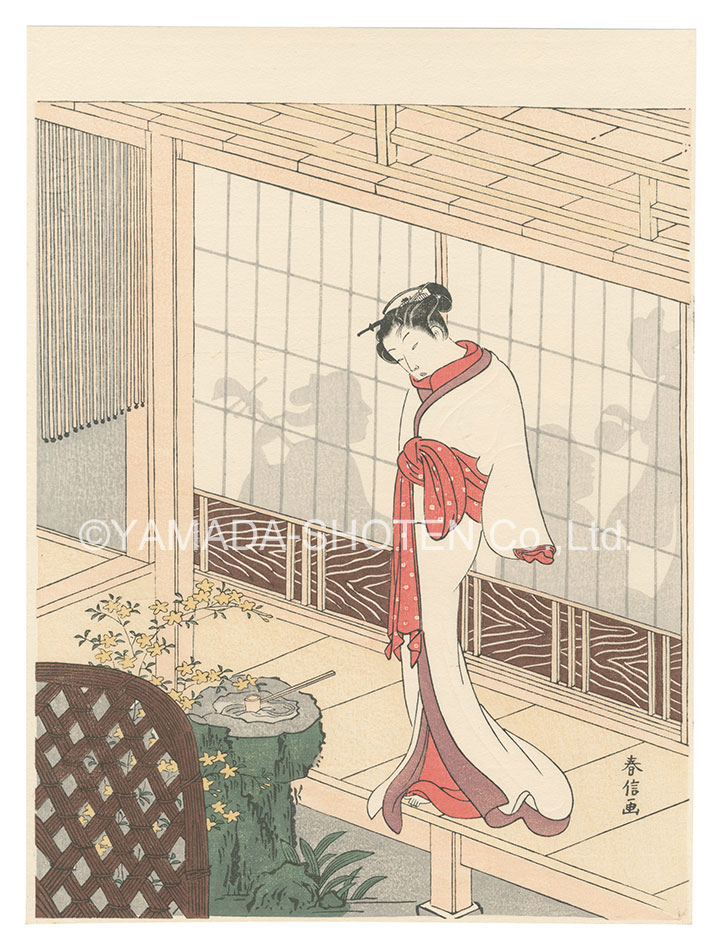Harunobu “Beauty at the Veranda【Reproduction】”