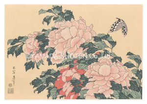 Hokusai / Peonies and Butterfly【Reproduction】 [牡丹と蝶【復刻版】]
