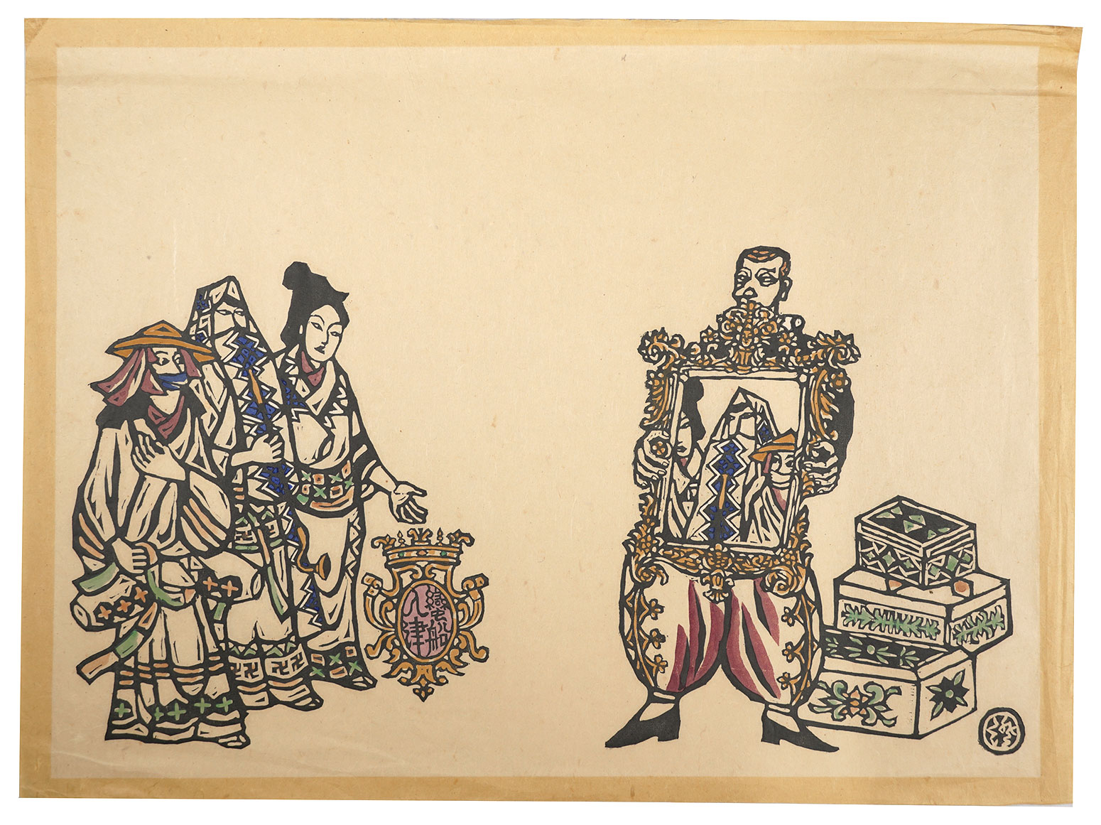 Kawakami Sumio “Arrival of European Ship (Mirror)”