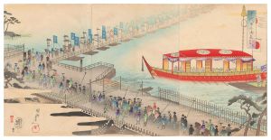 周延「千代田之御表　松戸宿船橋」