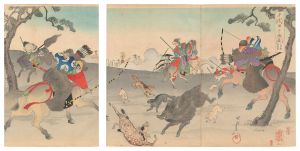 周延「千代田之御表　小金原牧狩ノ図」
