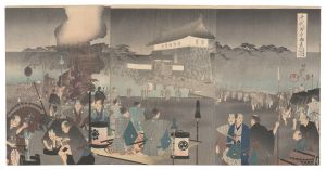 周延「千代田之御表　玄猪諸侯登城大手下馬ノ図」