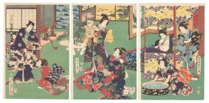 Kunisada II / The Birth of the Child: Inaka Genji at Suma [御誕生 田舎源氏須磨の図]