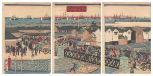 Hiroshige III / True View of Bashamichi from Yoshida Bridge, Yokohama [横浜吉田橋ヨリ馬車道之真景]