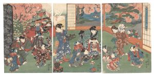 Kunisada I / Fashionable Twelve Months of Old and New Customs / The Third Month [風流古今十二月ノ内　弥生]