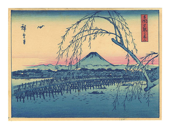 Hiroshige I “Mount Fuji in the Sunset Glow at Ryogoku【Reproduction】”