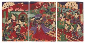 Chikanobu / Meiji Emperor and Empress Enjoying a Performance [花の色調の一ふし]