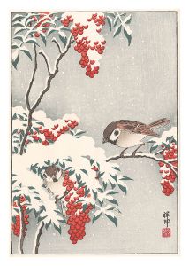 雪中南天に雀（仮題）