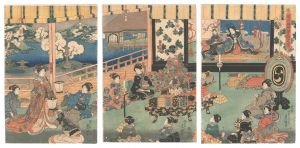 Toyokuni II / Playing Music at the Horikawa Palace [堀川御所管絃之図]