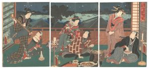 Toyokuni III / Evening View of Ryogoku: One Look Worth a Thousand Pieces of Gold [両国夕景一ツ目千金]