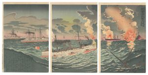 Kiyochika / Great Victory of Our Forces at the Battle of the Yellow Sea / Fourth Illustration [黄海ニ於ル我軍ノ大捷　第四図]