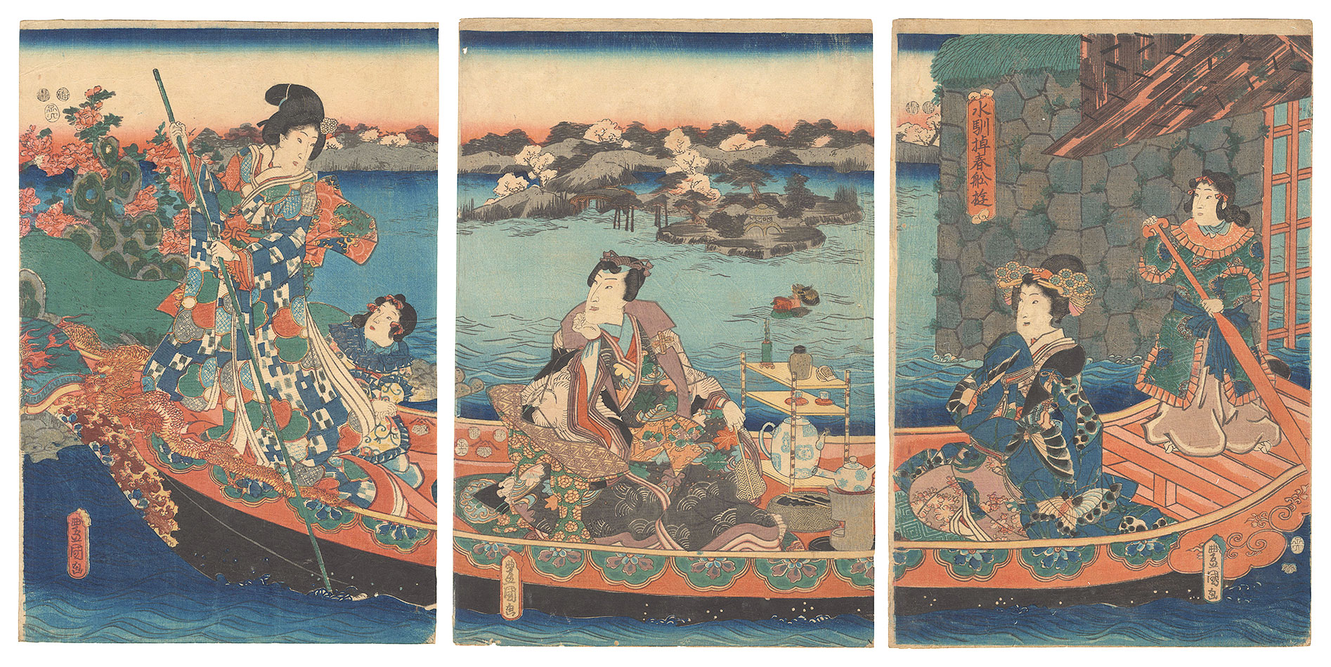 Toyokuni III “Spring Boating Party on a Chinese-style Barge”