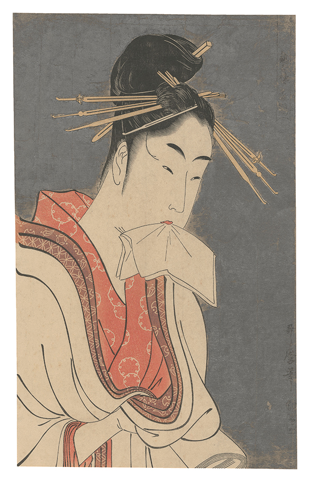 Utamaro “Comparing the Charms of Beauties / Hinazuru of the Keizetsu-ro【Reproduction】”