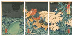 Yoshimori / Nichiren Shonin Causes the Daimoku to Appear on the Waves [日蓮上人波題目之図]