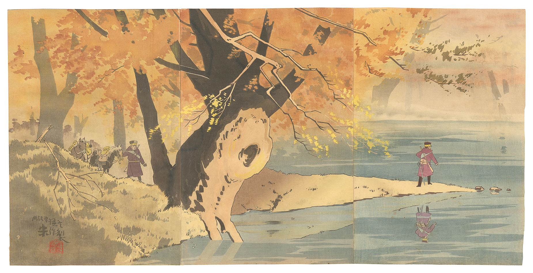 Beisaku “Illustration of Scouts from the First Army Reconnoitering at Motianling”