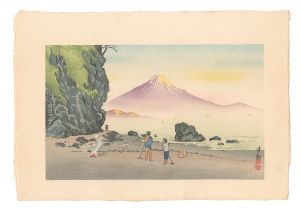 Kiyochika / Mount Fuji at Okitsu, Suruga Province in the Morning [駿河興津朝の富士]