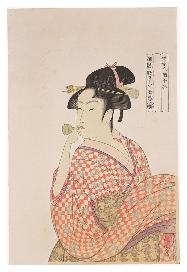 Utamaro “Ten Classes of Women's Physiogonomy / Young Woman Blowing a Glass Pipe【Reproduction】”