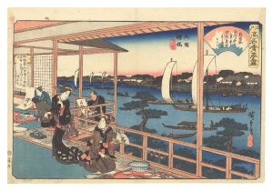 Hiroshige I / Famous Restaurants of Edo / Yanagibashi, Ryogoku: The Kawachiya Restaurant [江戸高名会亭尽　両国柳橋 河内屋]