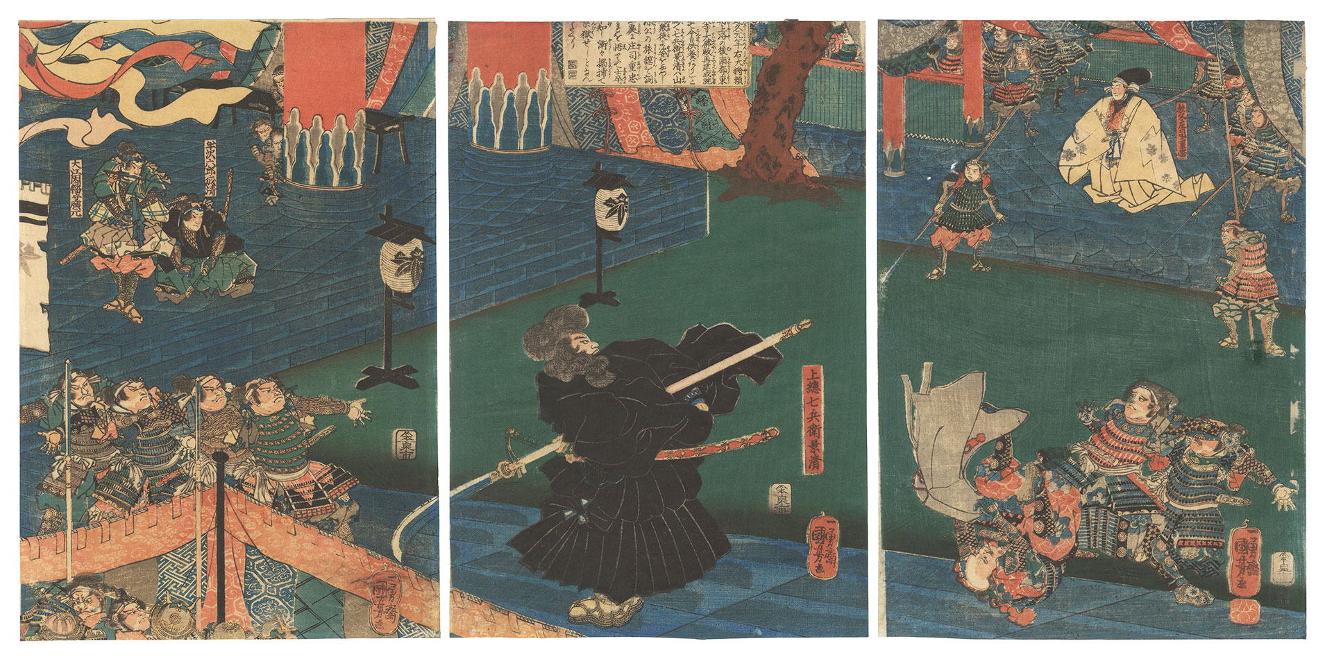 Kuniyoshi “Kagekiyo Attempts to Assassinate Yoritomo at the Great Buddha Hall of Todai-ji Temple”