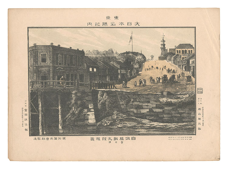 Katsuyama Eizaburo “Famous Places of Tokyo, Great Japan / Kudanzaka Seen from Manaita Bridge”