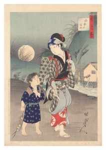 Chikanobu / Snow, Moon and Flowers / Moon at the Mountain Village [雪月花　山家のつき]