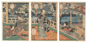 Toyokuni III / The Night Appearance of Genji among the Flowers [花源氏夜の俤]