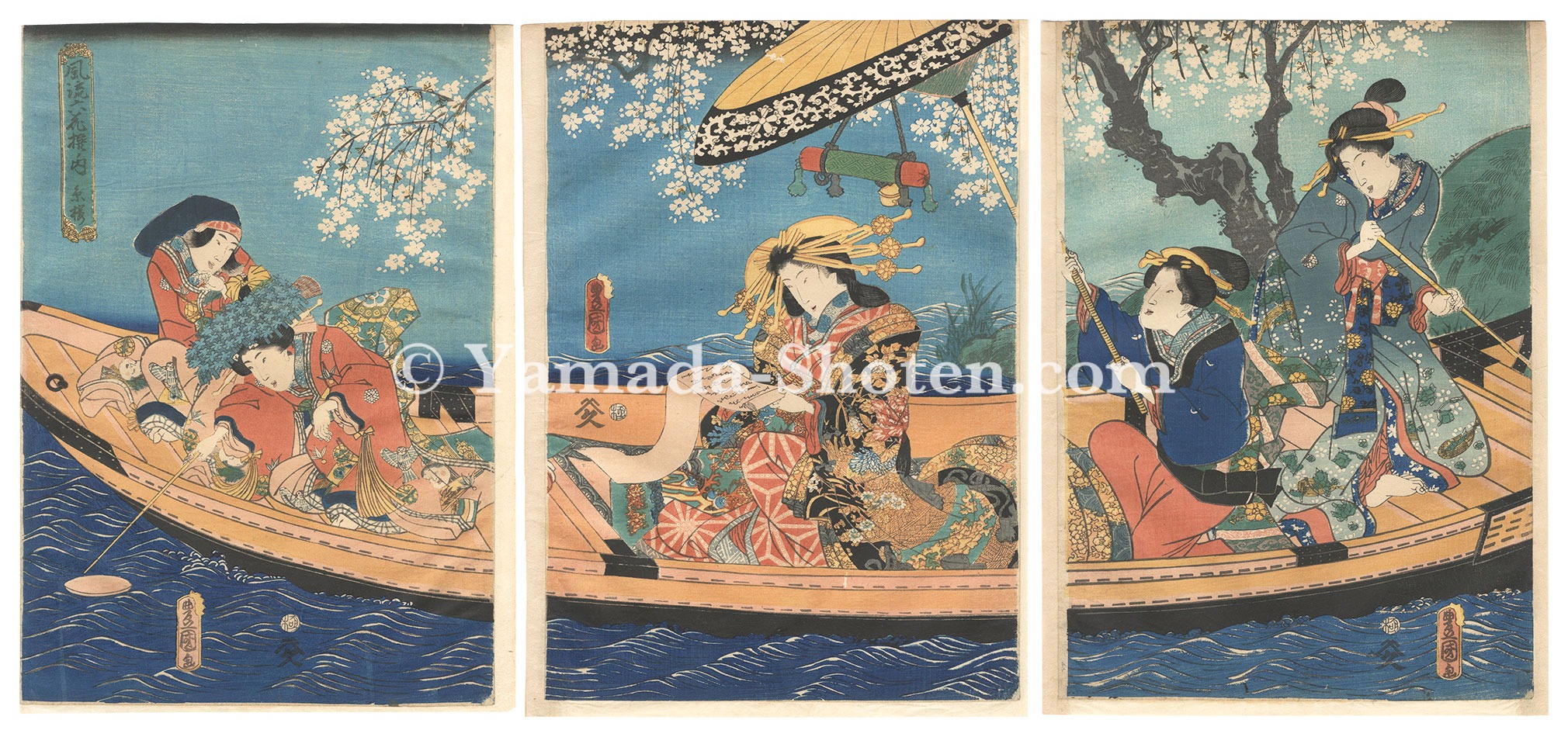 Toyokuni III “A Popular Selection of Six Flowers / Weeping Cherry”