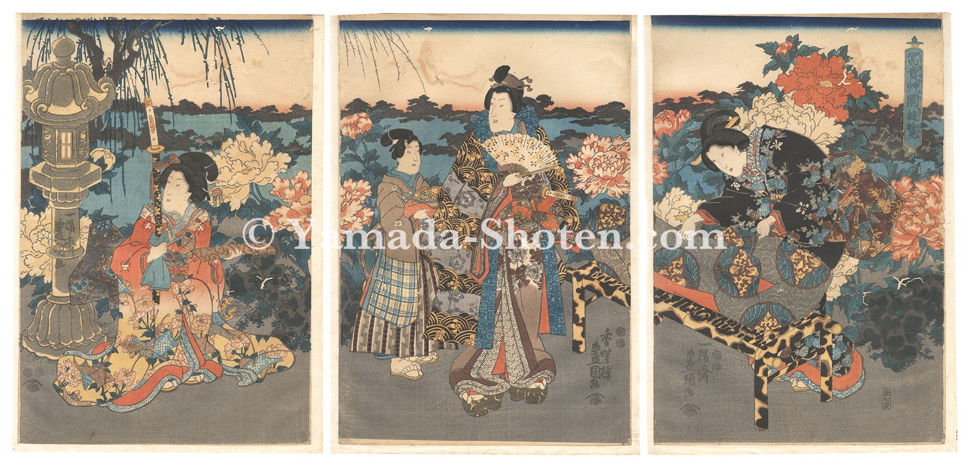 Toyokuni III “Visiting the Peony Garden”