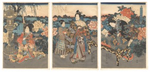 Toyokuni III / Visiting the Peony Garden [富貴艸園遊覧]