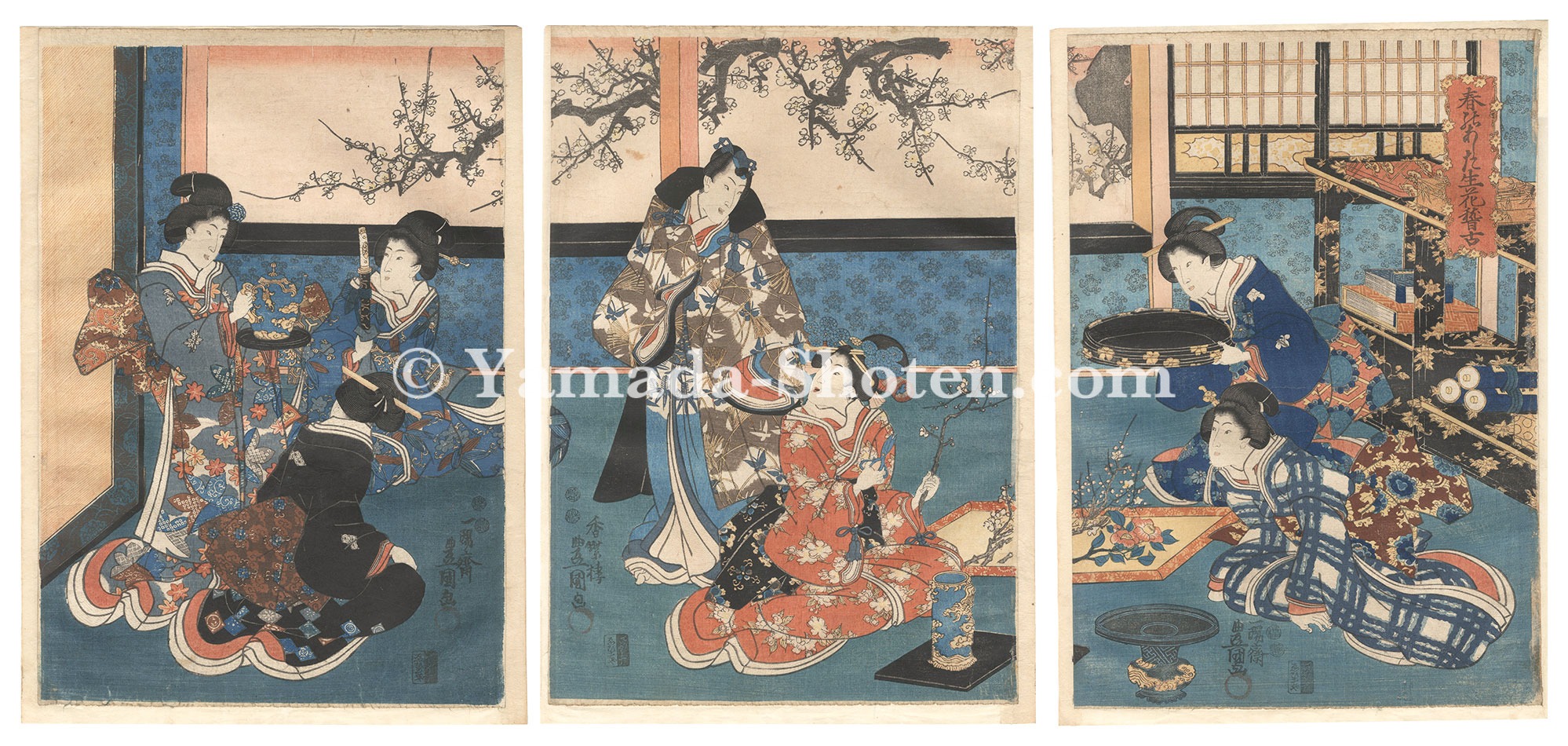 Toyokuni III “Practicing Flower Arrangement on New Year's Morning”