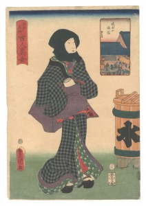 豊国三代 国久「江戸名所百人美女　成田山旅宿」