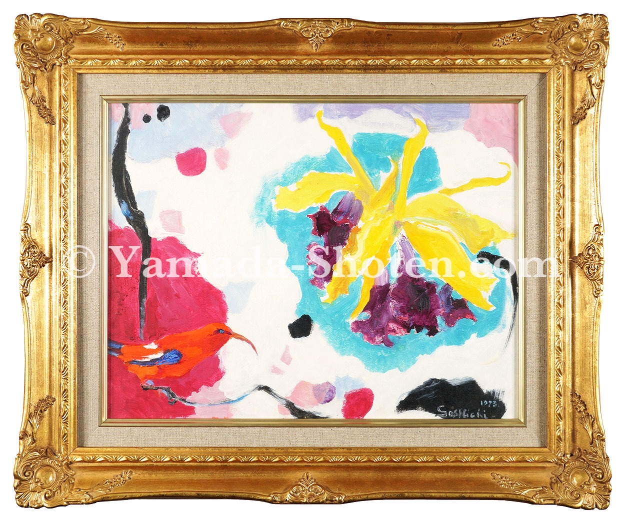 Takama Soshichi “Cattleya and Honeycreeper”