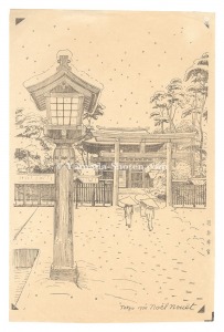 Noel Nouet / Meiji Shrine (key block print)