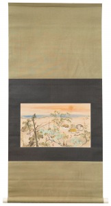 玉村方久斗「自筆画幅　漁村夕照」
