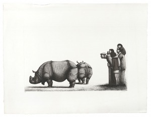 Aigasa Masayoshi / At a Zoo: People Watching Rhinoceros