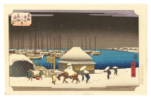 広重初代「東都雪見八景　高輪夜の雪【復刻版】」